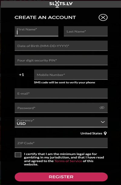 SLV-signup SlotsLV sign up page